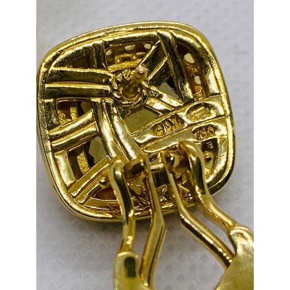 David Yurman Albion Earrings 18KT Yellow Gold 750 Citrine Omega Backs. - Picture 6 of 11